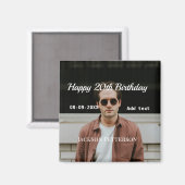 Gelukkige 20ste verjaardag eenvoudige foto naam to magneet (Voorkant / Achterkant)