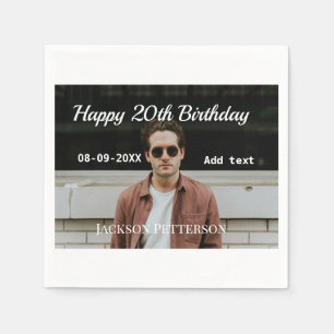 Gelukkige 20ste verjaardag eenvoudige foto naam to servet