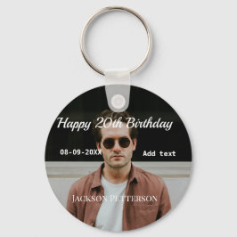 Gelukkige 20ste verjaardag eenvoudige foto naam to sleutelhanger