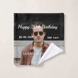 Gelukkige 20ste verjaardag eenvoudige foto naam to washandje