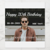 Gelukkige 20ste verjaardag eenvoudige foto naam to wijn etiket (Enkel label)