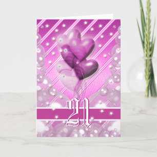 Gelukkige 21e verjaardag ballonnen helder kaart