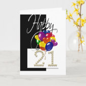 Gelukkige 21e verjaardag ballonnen helder kaart (Gele Bloem)