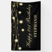 Gelukkige 21e verjaardag Black Gold Lights Mason J Spandoek (Verticaal)