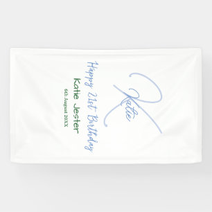 Gelukkige 21e verjaardag blauwe naam monogram mode spandoek