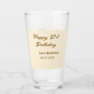 Gelukkige 21e verjaardag bruin pastel geel naam da glas