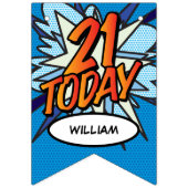 GELUKKIGE 21e VERJAARDAG Comic Book Pop Art Vlaggetjes (Eerste vlag)