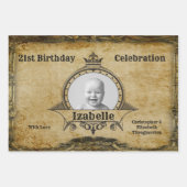 Gelukkige 21e Verjaardag  Foto Monogram Gold Inpakpapier Vel (Voorkant 2)