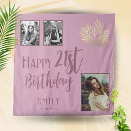 Gelukkige 21e Verjaardag Gouden Foliage 3 Foto Ach Wandkleed