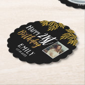 Gelukkige 21e verjaardag gouden gebladerte fotofee kartonnen onderzetters (Gekanteld)