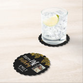 Gelukkige 21e verjaardag gouden gebladerte fotofee kartonnen onderzetters (Insitu)