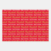 Gelukkige 21e verjaardag Gouden naam Helder Rood e Inpakpapier Vel (Voorkant 2)