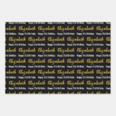 Gelukkige 21e verjaardag Gouden naam Zwart-wit Inpakpapier Vel (Voorkant 2)