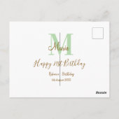 Gelukkige 21e verjaardag groene naam monogram brui briefkaart (Achterkant)