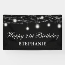 Gelukkige 21e verjaardag Mason Jars Lights Zwart W