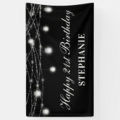 Gelukkige 21e verjaardag Mason Jars Lights Zwart W Spandoek (Verticaal)