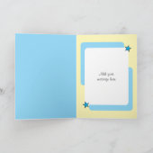 Gelukkige 21e verjaardag naam blauw geel kaart (Binnen)