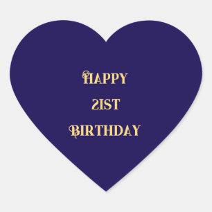 Gelukkige 21e verjaardag Navy Blue Black Twenty On Hart Sticker