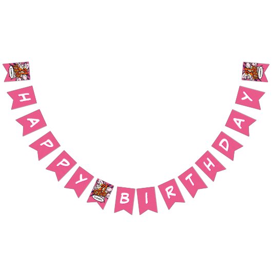 GELUKKIGE 21e VERJAARDAG Stripboek Pop Art Roze Vlaggetjes (Alle)