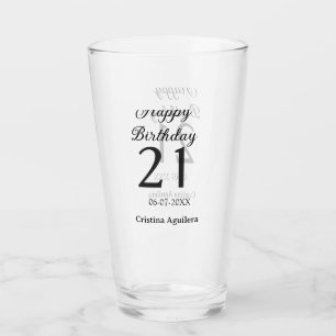 Gelukkige 21e verjaardag vet letter eenvoudig naam glas