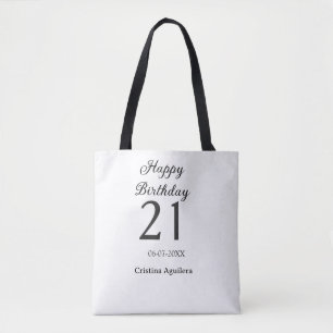Gelukkige 21e verjaardag vet letter eenvoudig naam tote bag