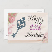 Gelukkige 21e Verjaardag Victoriaans Bloemensleute Briefkaart (Voorkant / Achterkant)