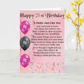 Gelukkige 21e verjaardag - Zuster Gedicht Kaart (Gele Bloem)