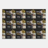 Gelukkige 21e verjaardag Zwart Goud Foliage Foto Inpakpapier Vel (Voorkant)