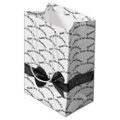 Gelukkige 21e verjaardag zwarte boog op wit medium cadeauzakje (Voorkant Gekanteld)