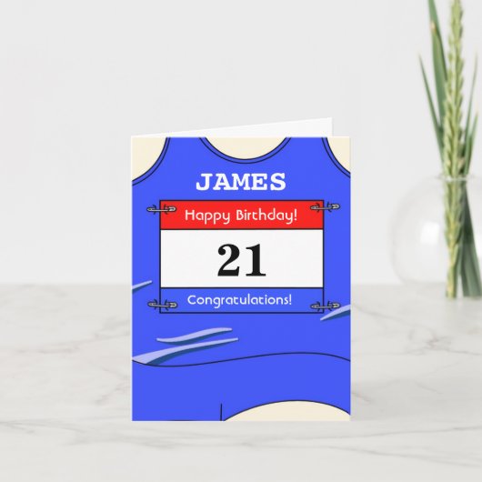 Gelukkige 21e verjaardagskaart voor een hardloper kaart (Voorkant)