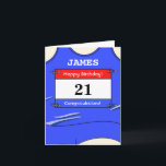 Gelukkige 21e verjaardagskaart voor een hardloper kaart<br><div class="desc">Stuur 21e Verjaardag wensen aan die speciale loper, welke afstand ze ook lopen, marathons, halve marathons, 10 mijl, 10km of 5km afstand loopt of sprints! Of verander gewoon de berichten voor iemand die zijn favoriete kleur blauw is! Het loopvest met zijn racenummer biedt een scala aan aanpassingsopties: - Naam van...</div>