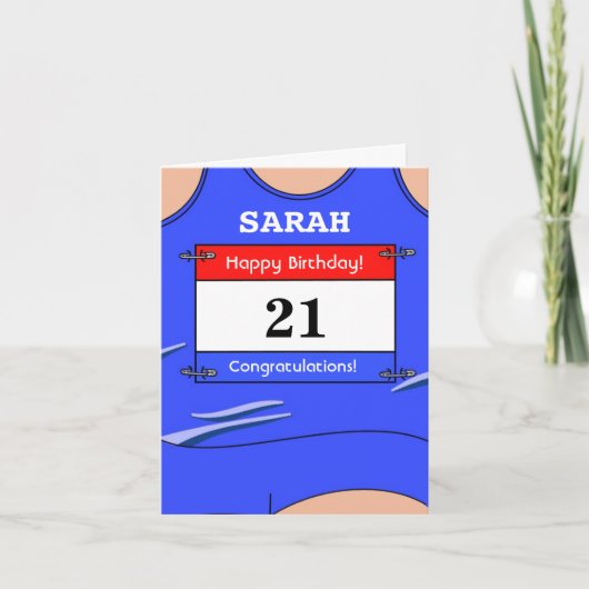 Gelukkige 21e verjaardagskaart voor een hardloper kaart (Voorkant)