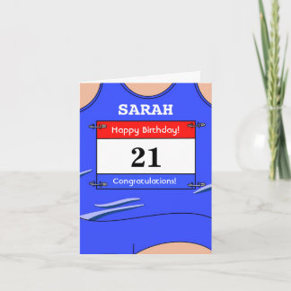 Gelukkige 21e verjaardagskaart voor een hardloper kaart