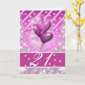 Gelukkige 21ste heldere verjaardagsballons kaart (Gele Bloem)