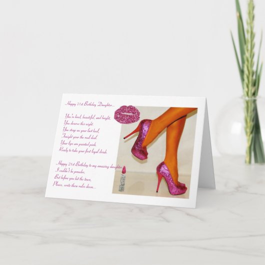 Gelukkige 21ste Verjaardag aan een dochter Kaart (Voorkant)