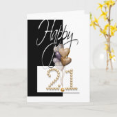 Gelukkige 21ste verjaardag ballonnen grappig kaart (Gele Bloem)