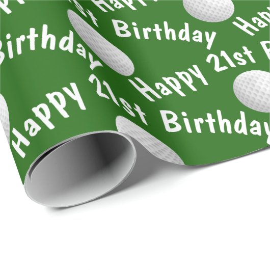 Gelukkige 21ste Verjaardag golfballen Cadeaupapier (Rol Hoek)