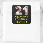 Gelukkige 21ste Verjaardag & Vrolijk Kerstmis, Dou Vierkante Sticker (Tas)