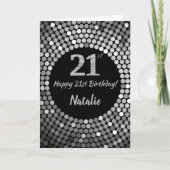 Gelukkige 21ste verjaardag Zwarte en Zilverige Gli Kaart (Voorkant)