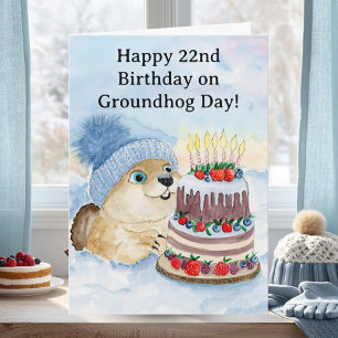 Gelukkige 22e Groundhog Day-verjaardag Kaart
