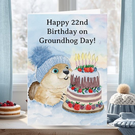 Gelukkige 22e Groundhog Day-verjaardag Kaart