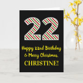 Gelukkige 22e Verjaardag & Vrolijk Kerstmis, Douan Kaart (Gele Bloem)