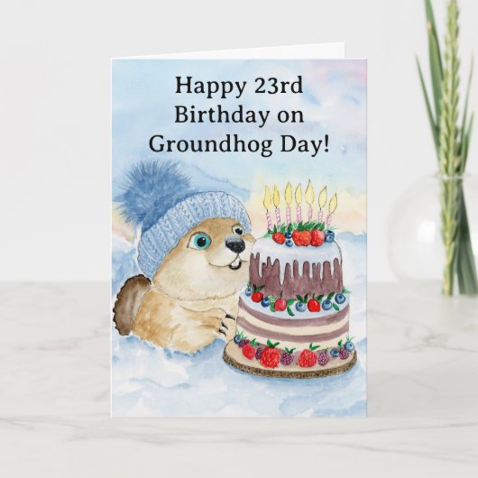 Gelukkige 23e Groundhog Day verjaardag Kaart (Voorkant)