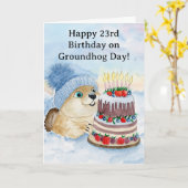 Gelukkige 23e Groundhog Day verjaardag Kaart (Gele Bloem)