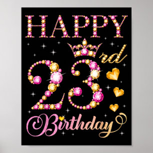 Gelukkige 23e verjaardag 23 jaar oude mannen vrouw poster