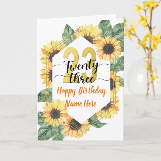 Gelukkige 23e verjaardag Zonnebloem Groet Kaart (Gele Bloem)