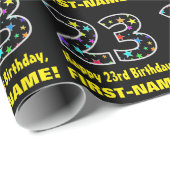 Gelukkige 23ste Verjaardag, Leuk Kleurrijk Sterren Cadeaupapier (Rol Hoek)