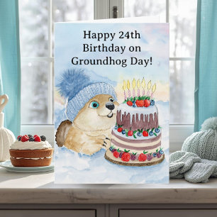 Gelukkige 24e Groundhog Day-verjaardag Kaart
