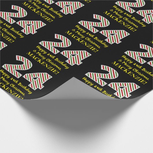 Gelukkige 24e Verjaardag & Vrolijk Kerstmis, Douan Cadeaupapier (Hoek)