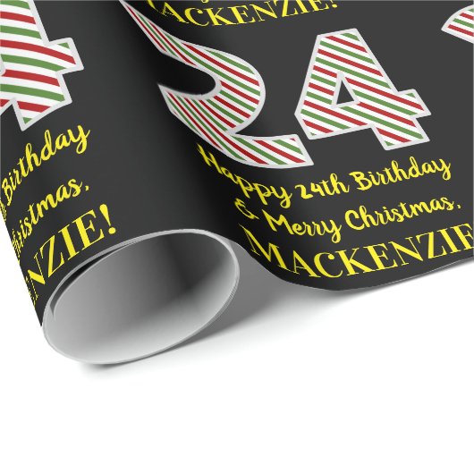 Gelukkige 24e Verjaardag & Vrolijk Kerstmis, Douan Cadeaupapier (Rol Hoek)